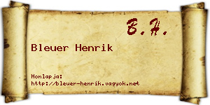 Bleuer Henrik névjegykártya